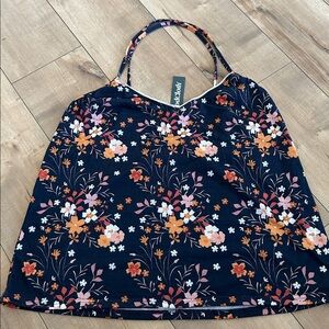 4/$25 NWT ModCloth Floral Navy Tank Top with Trim Sz L